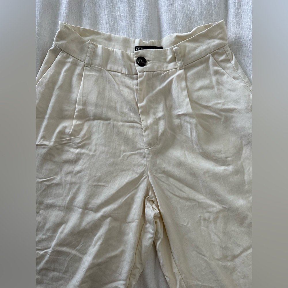 Zara wide leg white pants